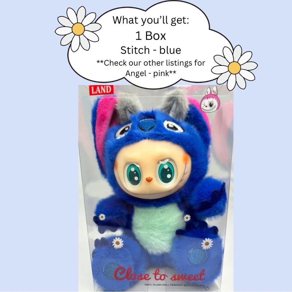 Pop Mart Labubu The Monsters Have a Seat Vinyl Plush Stitch (blue) 1PC New n Box